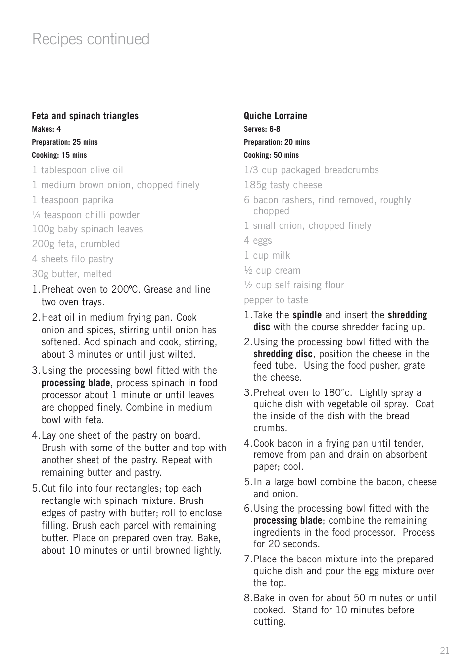 Recipes continued | Sunbeam OSKAR LC3200 User Manual | Page 21 / 28