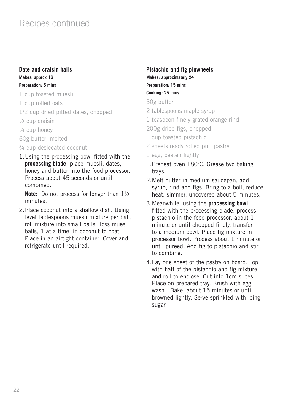 Recipes continued | Sunbeam OSKAR LC3200 User Manual | Page 22 / 28