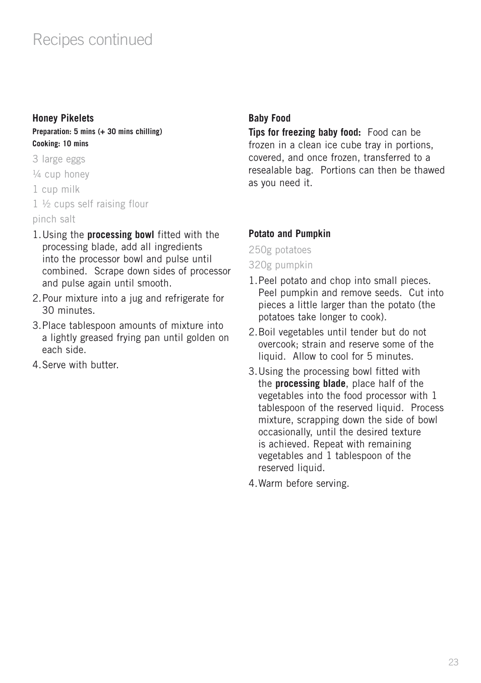 Recipes continued | Sunbeam OSKAR LC3200 User Manual | Page 23 / 28