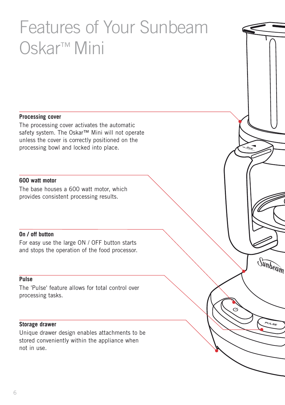 Features of your sunbeam oskar, Mini | Sunbeam OSKAR LC3200 User Manual | Page 6 / 28