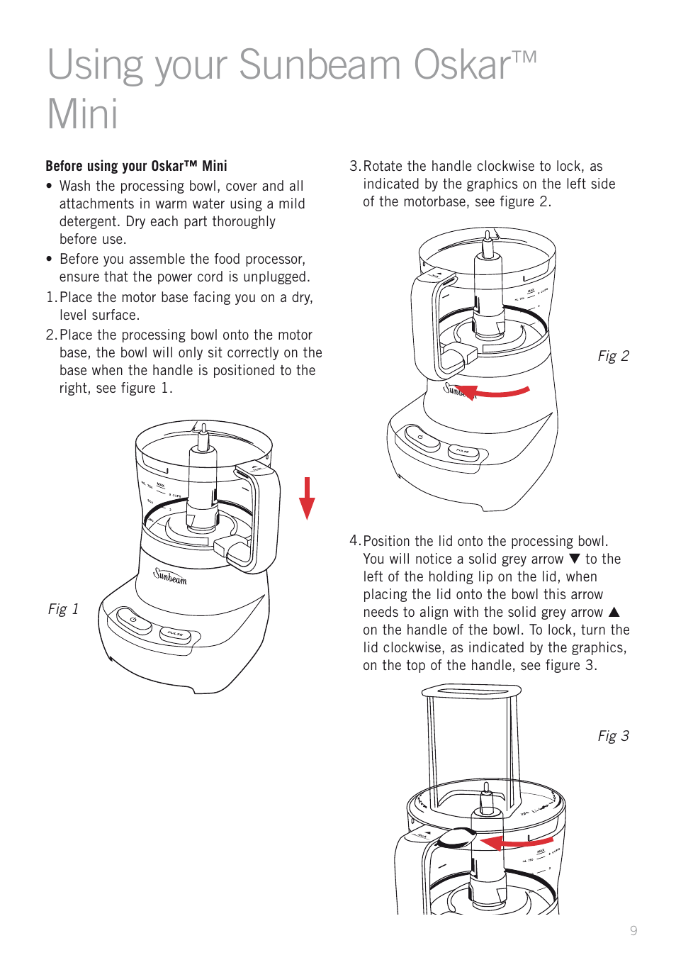 Using your sunbeam oskar, Mini | Sunbeam OSKAR LC3200 User Manual | Page 9 / 28