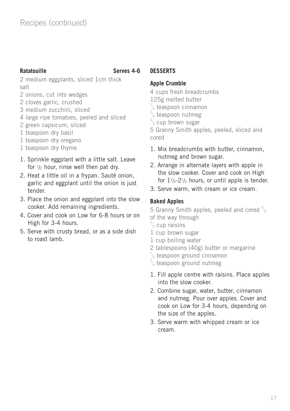 Recipes (continued), Teaspoon cinnamon, Teaspoon nutmeg | Of the way through, Teaspoon ground cinnamon | Sunbeam HP2200 User Manual | Page 19 / 24