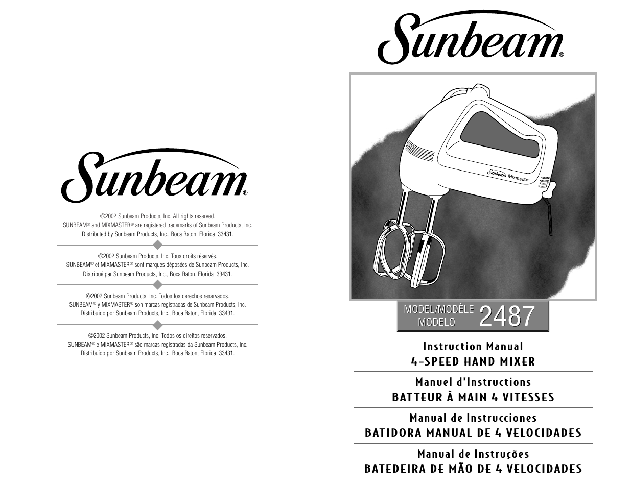 Sunbeam 2487 User Manual | 20 pages