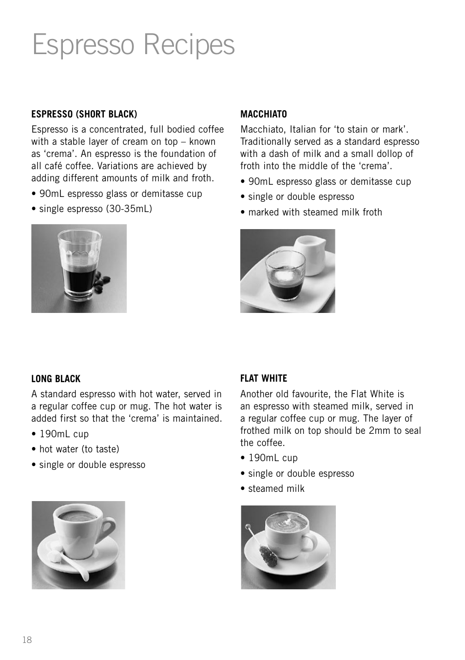 Espresso recipes | Sunbeam EM3800 User Manual | Page 20 / 32