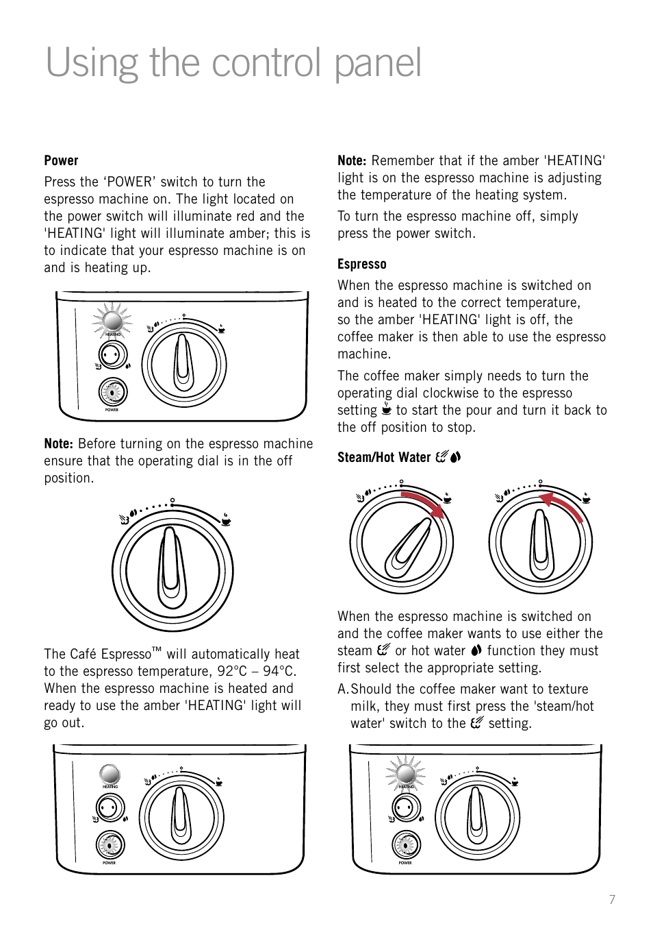 Using the control panel | Sunbeam EM3800 User Manual | Page 9 / 32