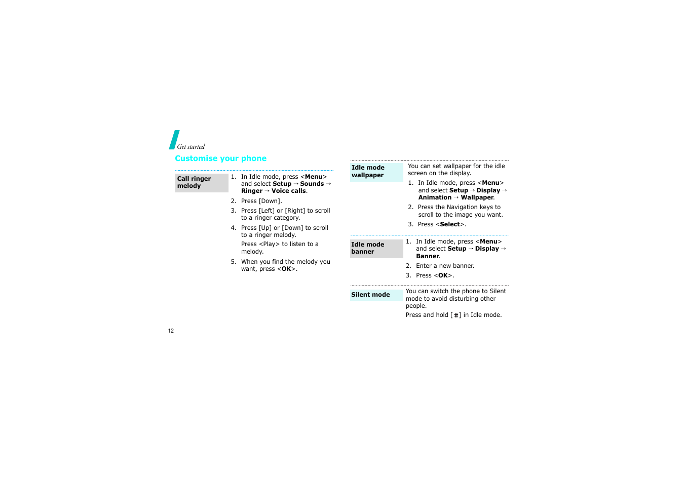 Customise your phone | Samsung SCH-X969 User Manual | Page 15 / 54