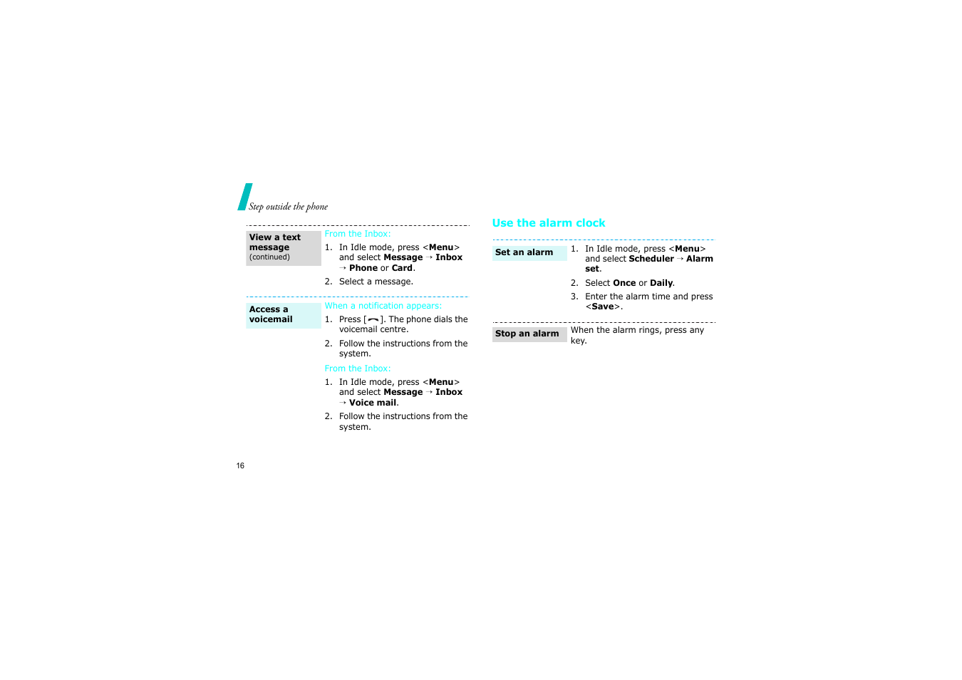 Use the alarm clock | Samsung SCH-X969 User Manual | Page 19 / 54