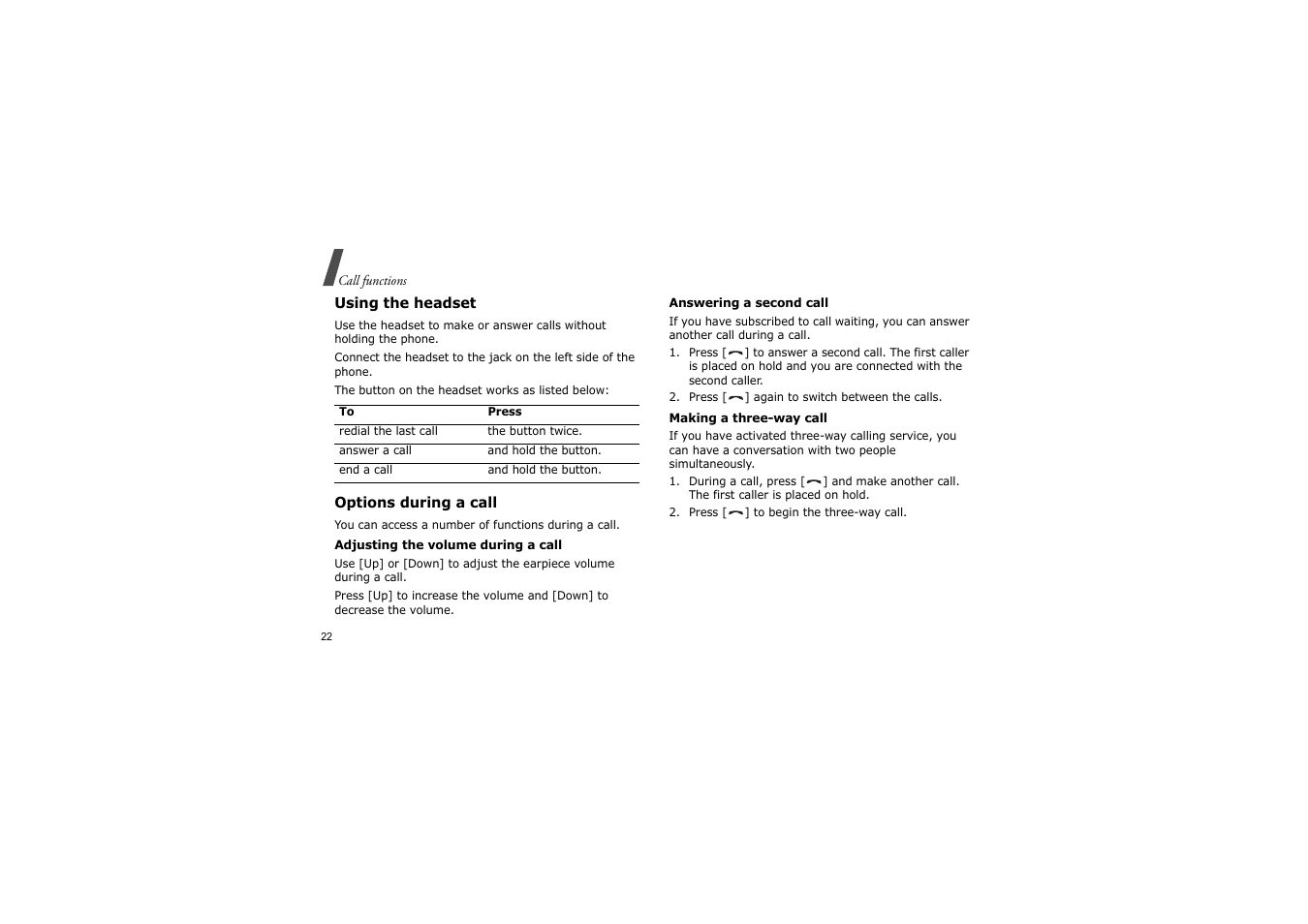 Using the headset, Options during a call | Samsung SCH-X969 User Manual | Page 25 / 54