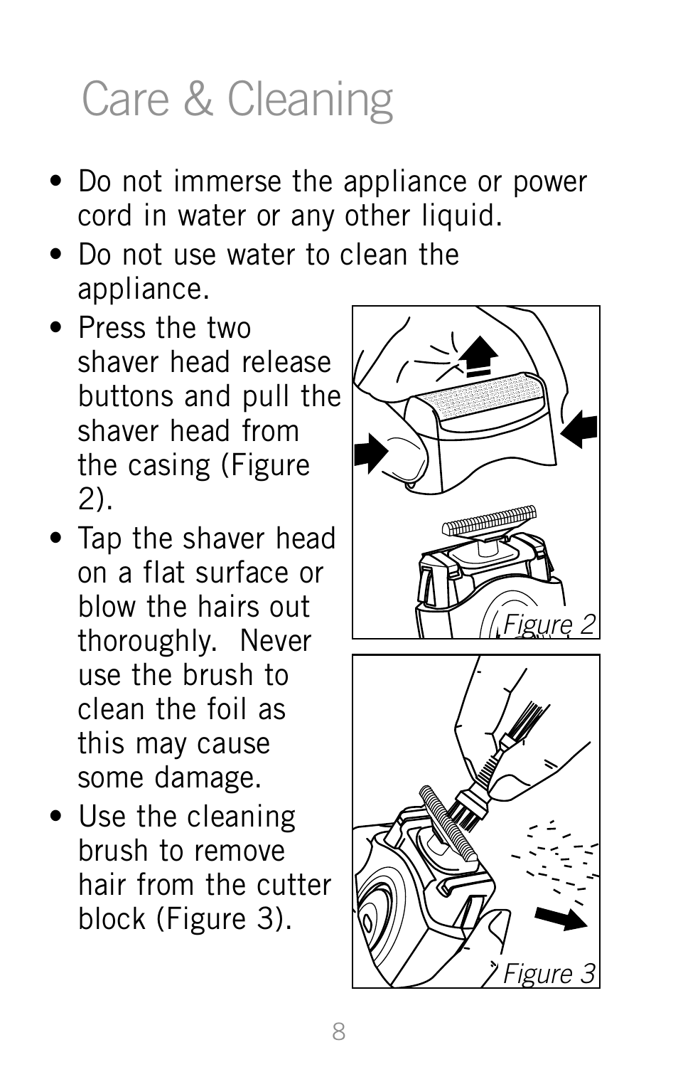 Care & cleaning | Sunbeam SH3200 User Manual | Page 10 / 14