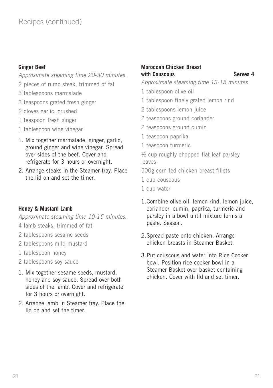 Heading, Recipes (continued) | Sunbeam ST6810 User Manual | Page 23 / 28