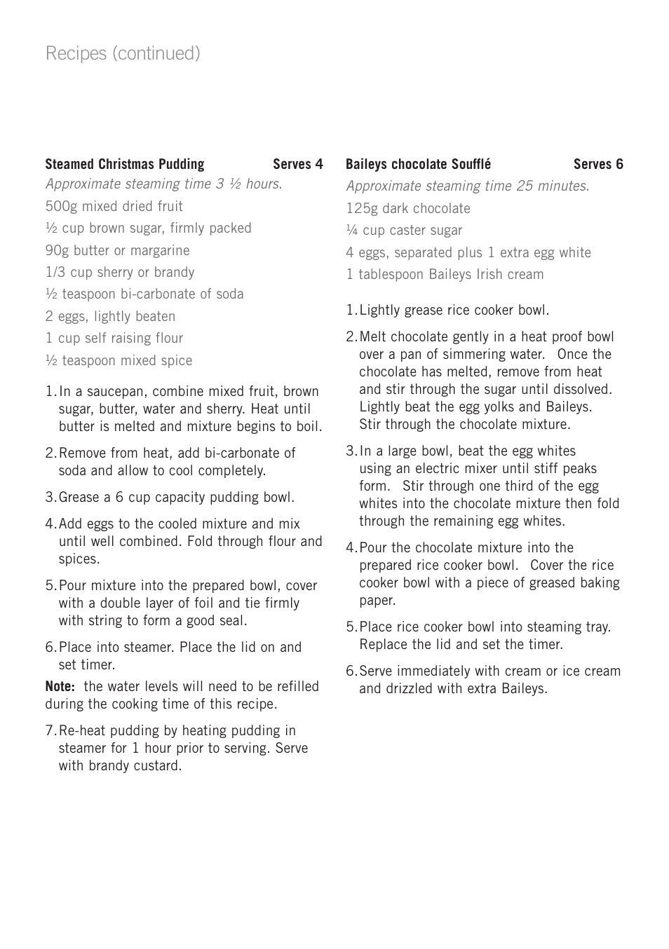 Recipes (continued) | Sunbeam ST6810 User Manual | Page 24 / 28