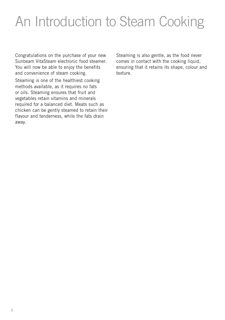 An introduction to steam cooking | Sunbeam ST6810 User Manual | Page 6 / 28
