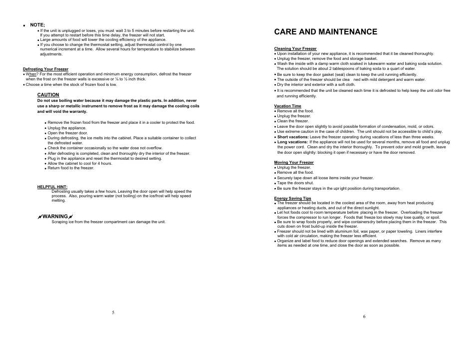 6.pdf, Care and maintenance | Sunbeam SBUF3W User Manual | Page 6 / 6