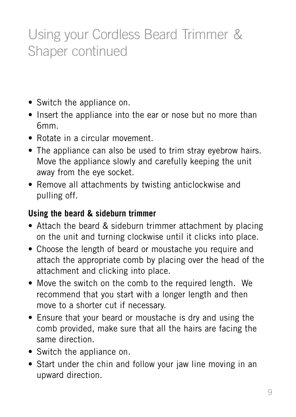 Sunbeam MG6500 User Manual | Page 9 / 12