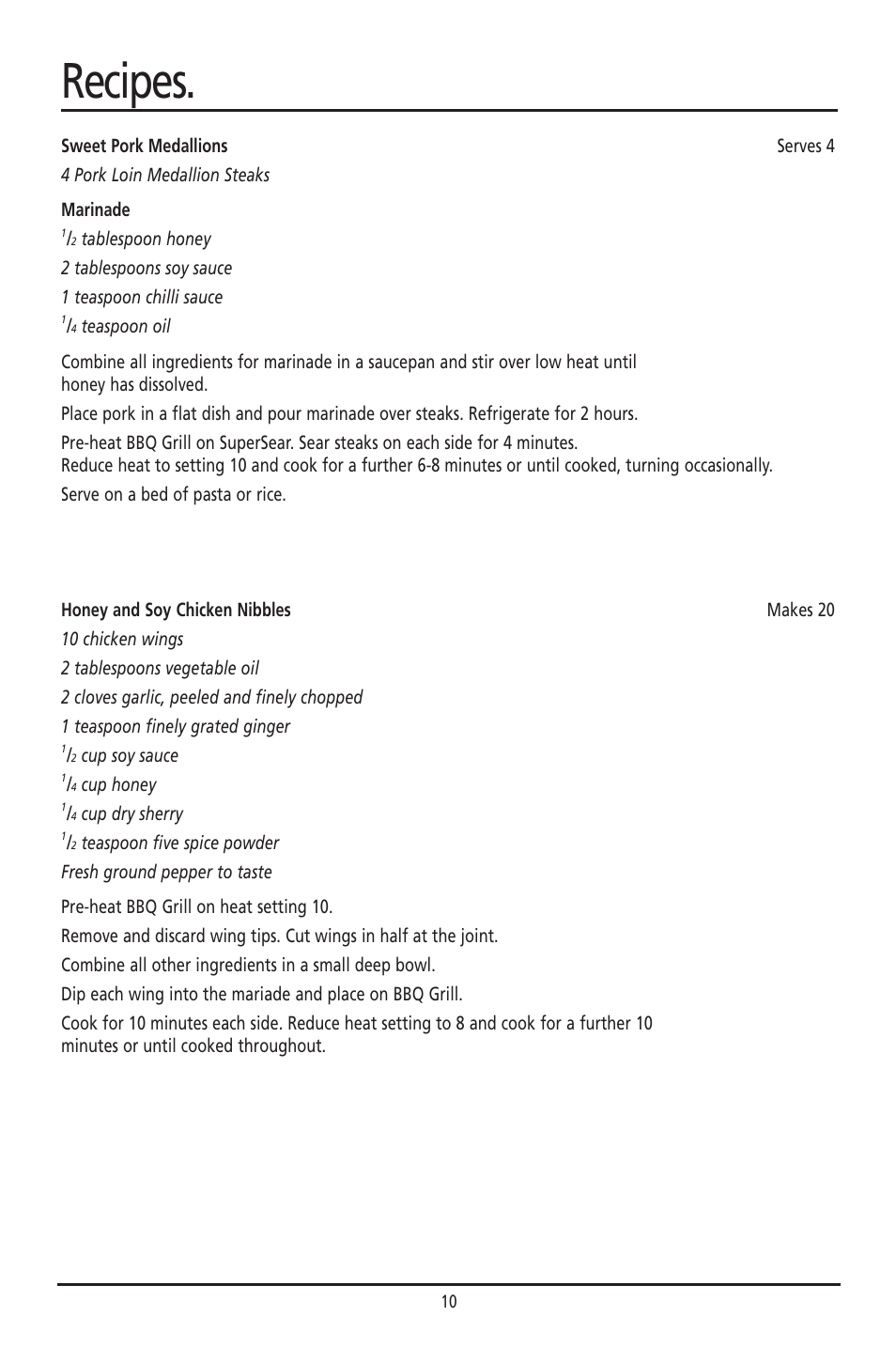 Recipes | Sunbeam HG055 User Manual | Page 10 / 15