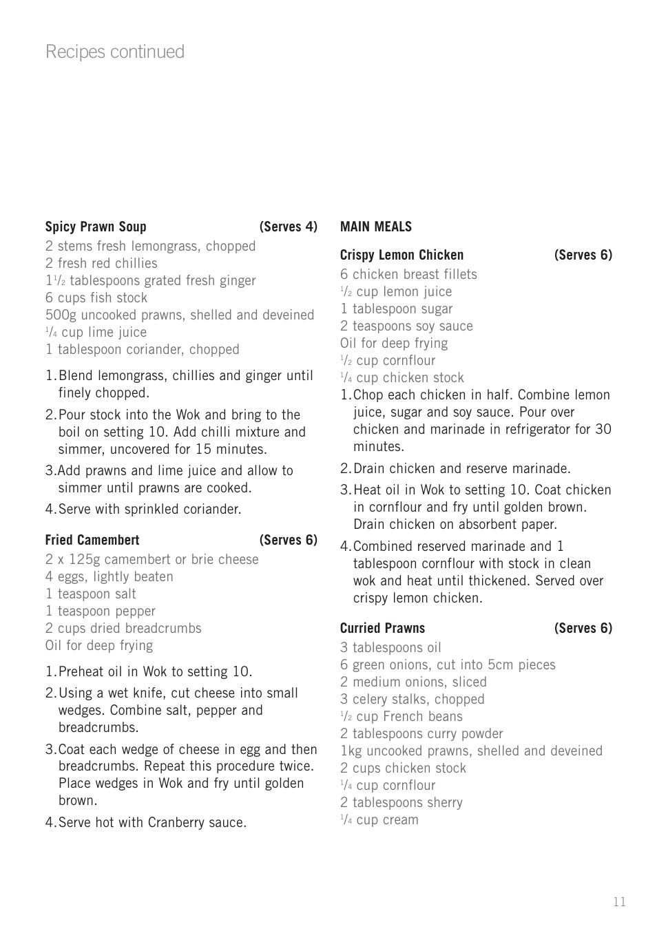 Recipes continued | Sunbeam WW4300 User Manual | Page 13 / 24