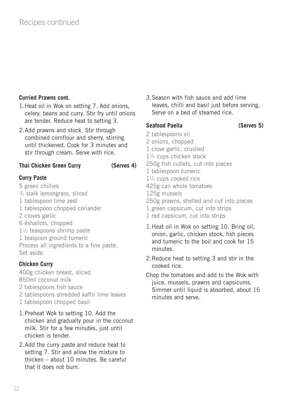 Recipes continued | Sunbeam WW4300 User Manual | Page 14 / 24