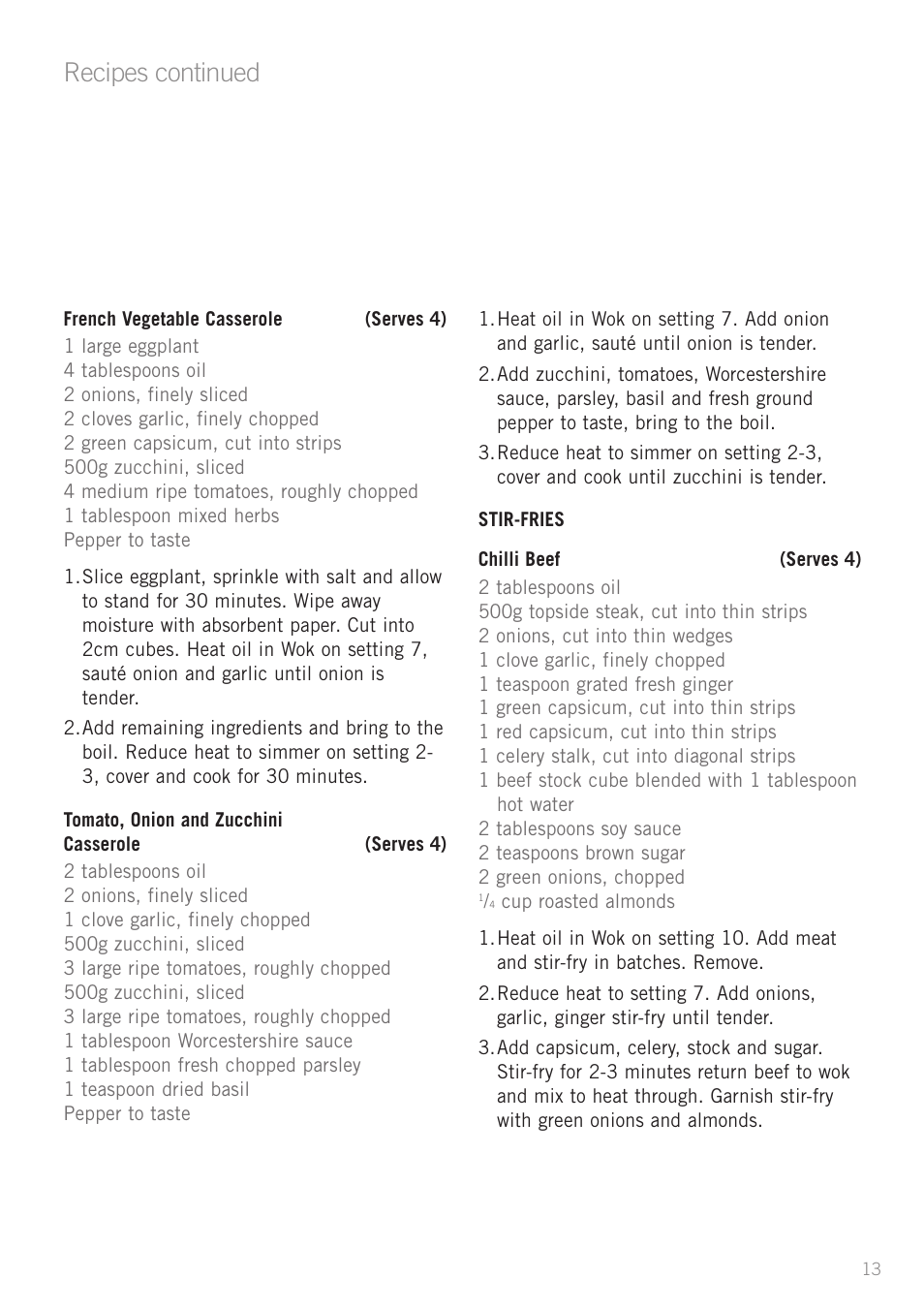 Recipes continued | Sunbeam WW4300 User Manual | Page 15 / 24
