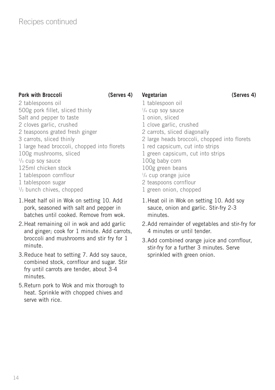 Recipes continued | Sunbeam WW4300 User Manual | Page 16 / 24