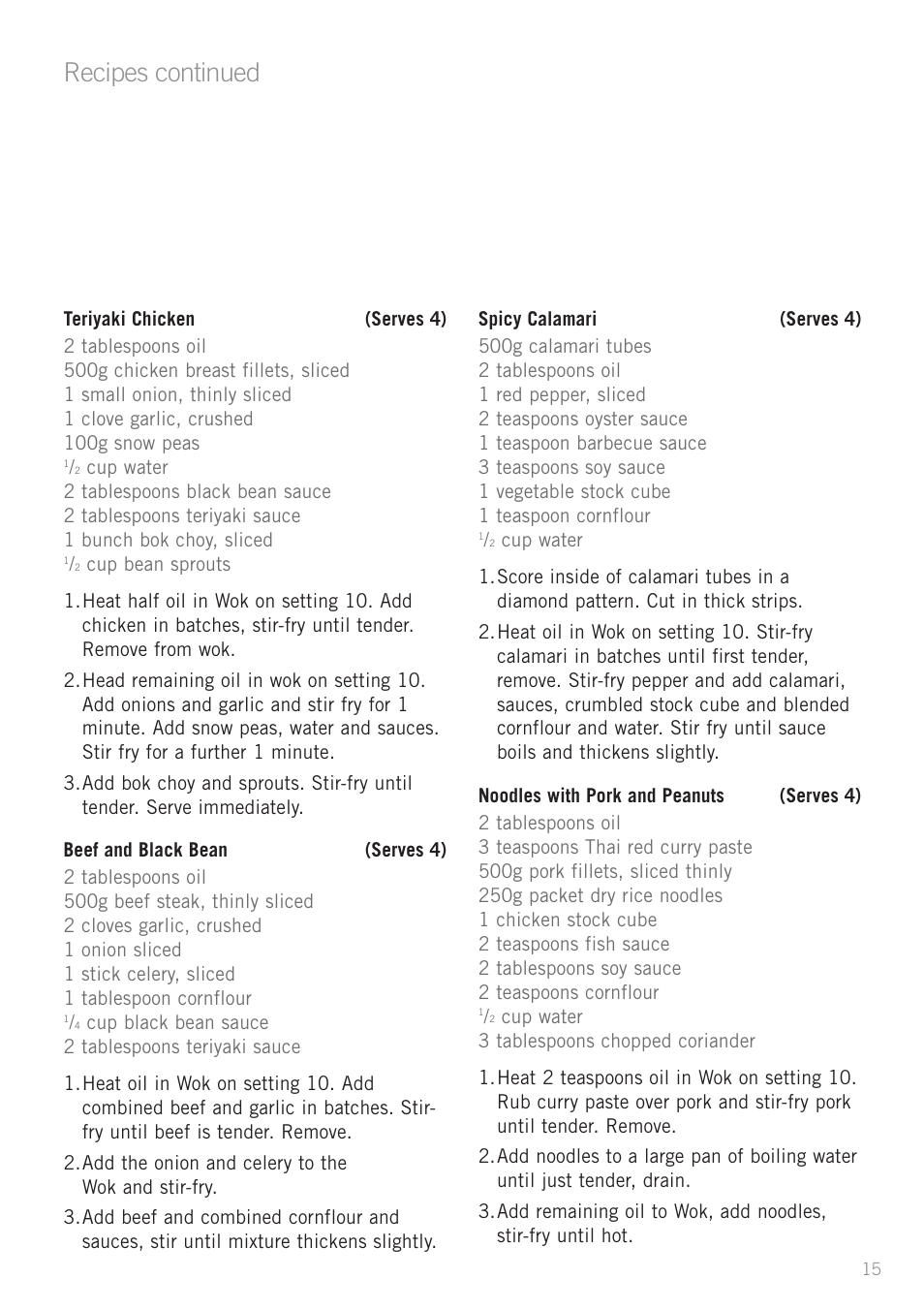 Recipes continued | Sunbeam WW4300 User Manual | Page 17 / 24
