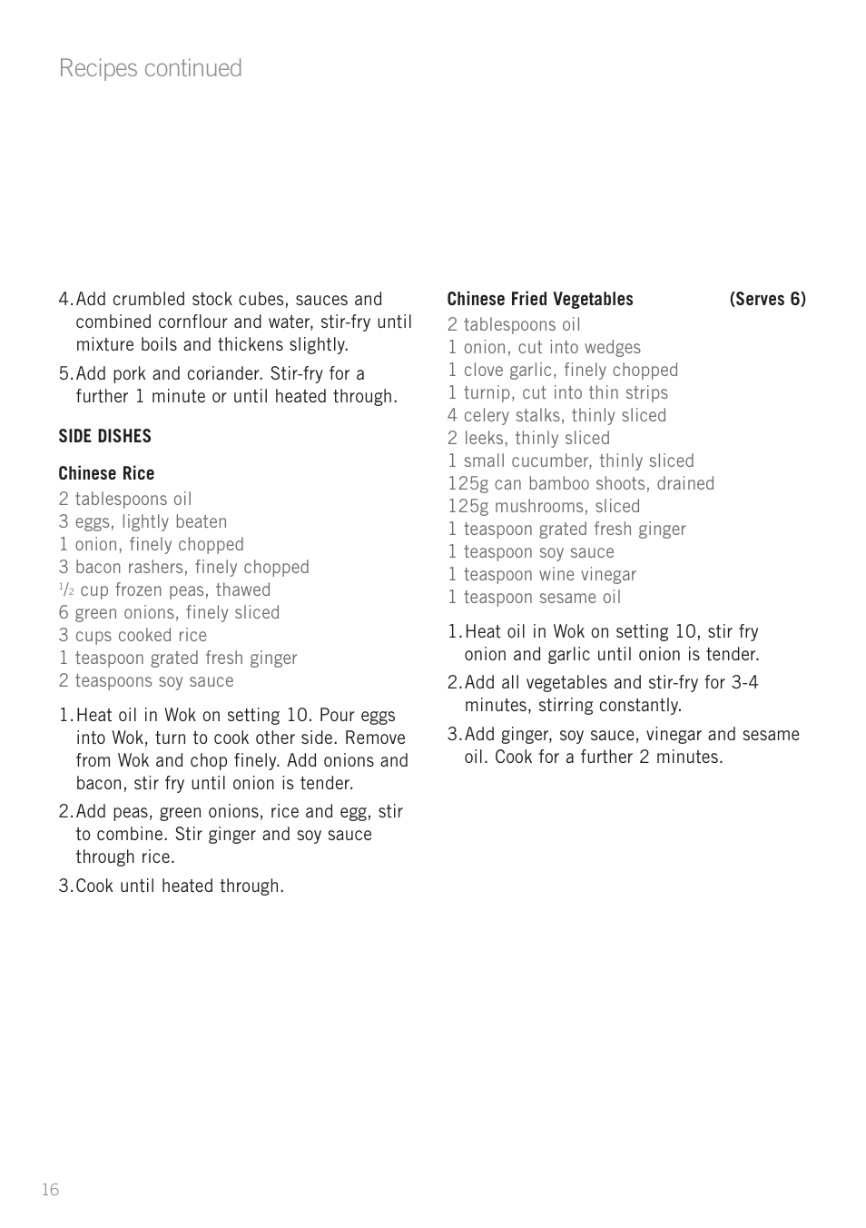 Recipes continued | Sunbeam WW4300 User Manual | Page 18 / 24