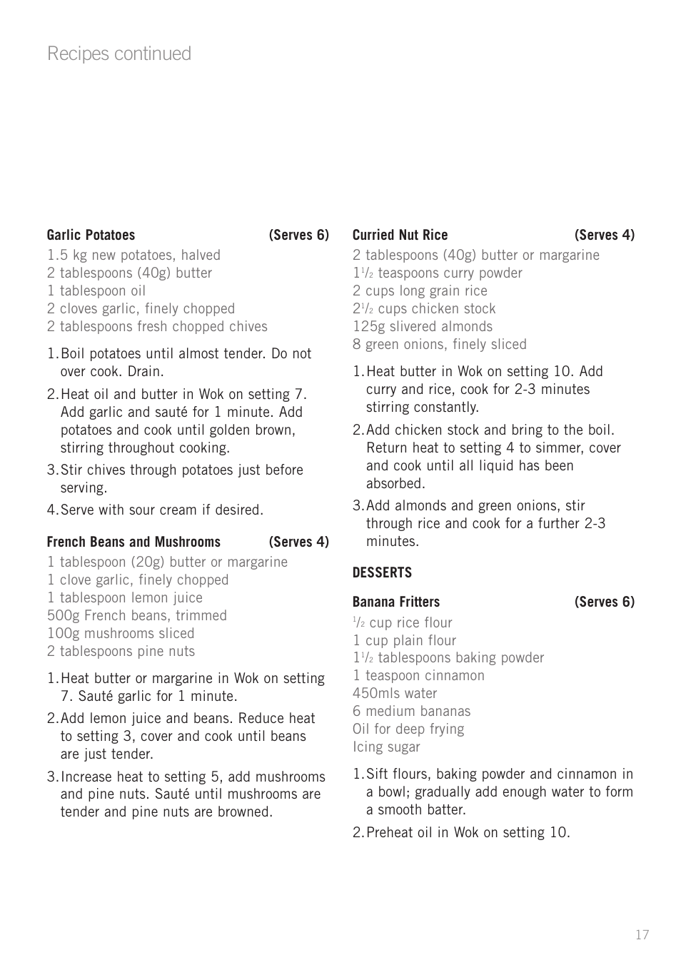 Recipes continued | Sunbeam WW4300 User Manual | Page 19 / 24
