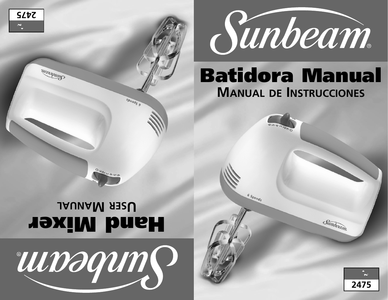 Hand mixer, Batidora manual | Sunbeam 2475 User Manual | Page 9 / 16