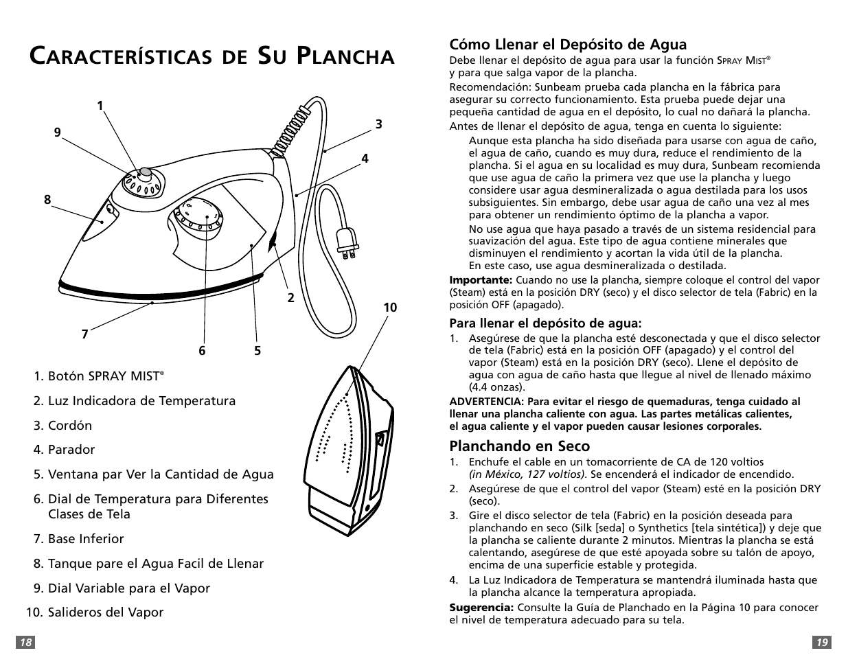 Aracterísticas de, Lancha | Sunbeam 3980 User Manual | Page 16 / 24