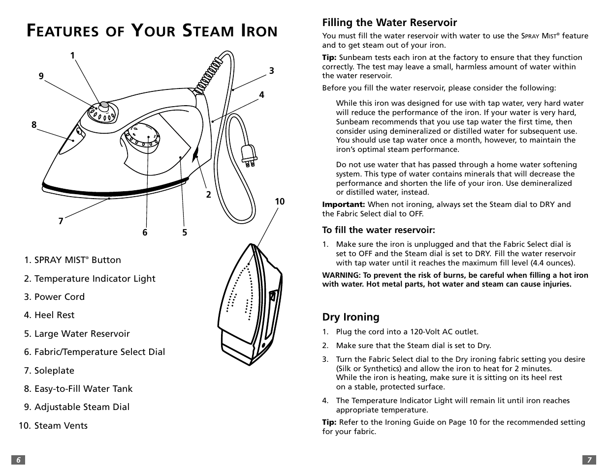 Eatures of, Team | Sunbeam 3980 User Manual | Page 5 / 24