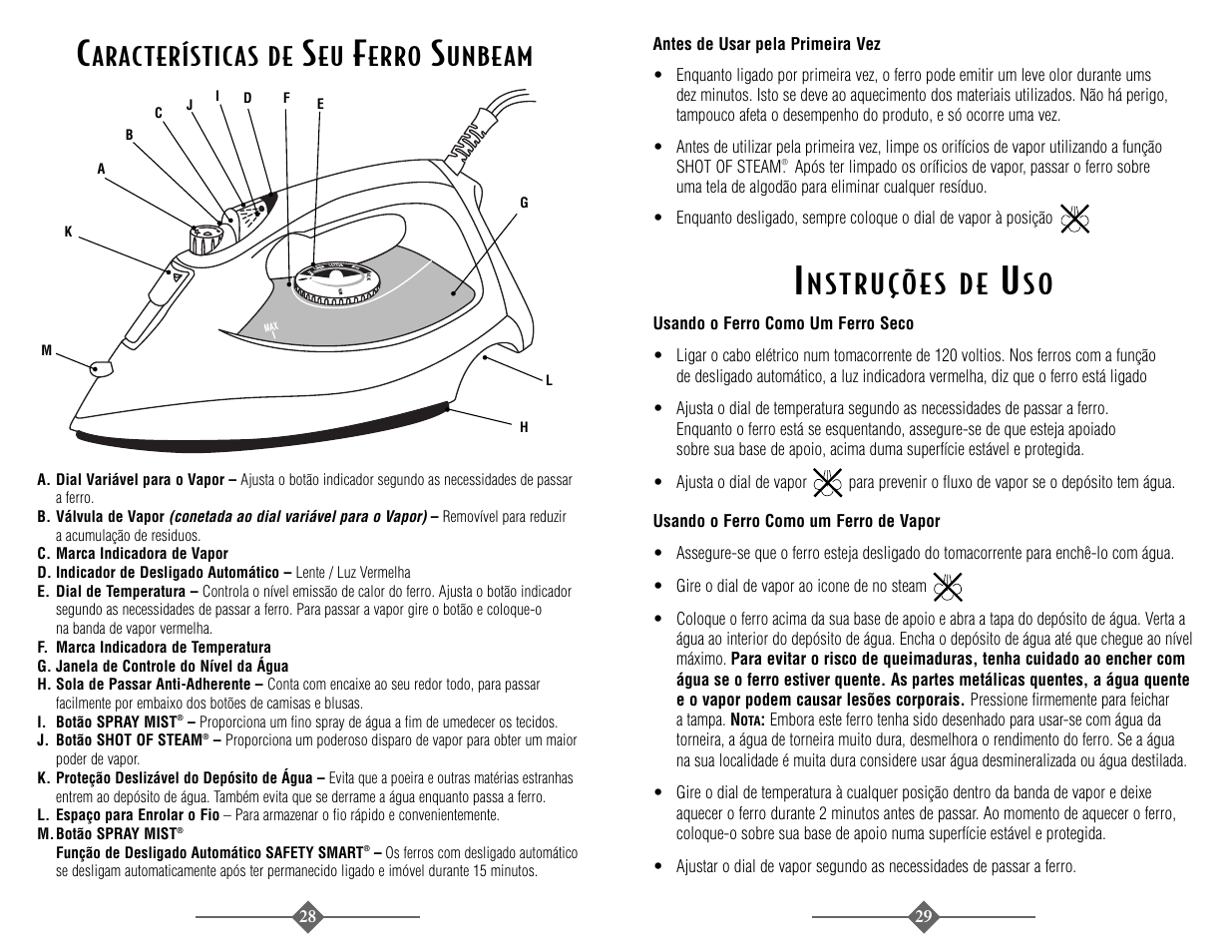 Aracterísticas de, Erro, Unbeam | Sunbeam 3946 User Manual | Page 15 / 18