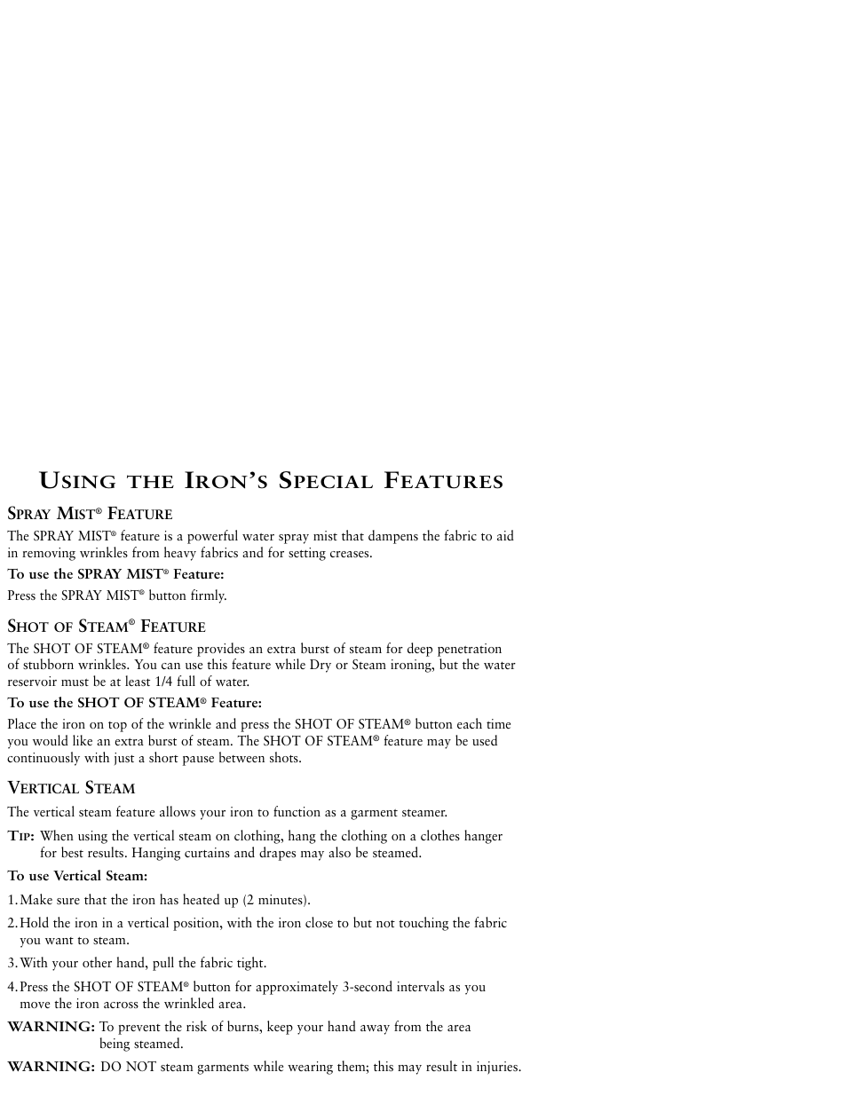 Sunbeam Iron MODEL 3046 User Manual | Page 6 / 20