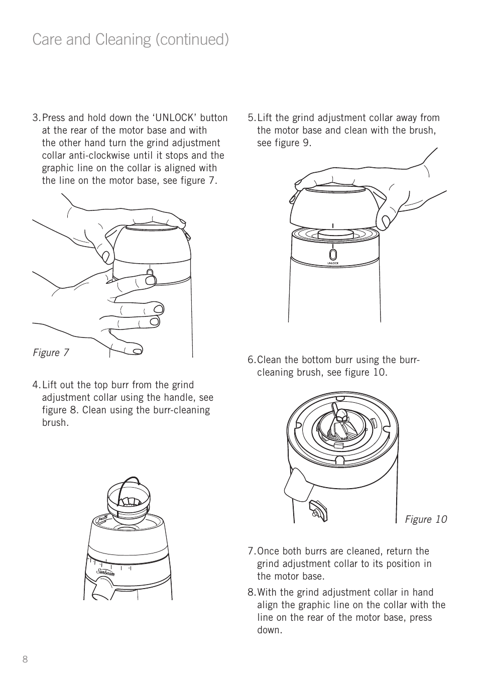 Care and cfeaning (continued) | Sunbeam EM0450 User Manual | Page 10 / 13