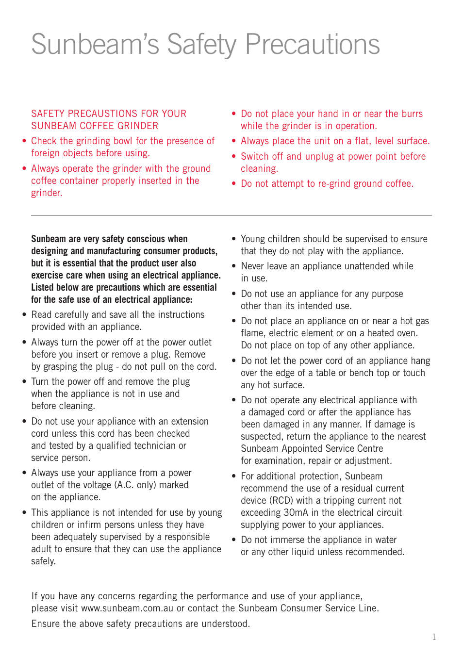 Sunbeam’s safety precautions, Sunbea ’s safety precautions | Sunbeam EM0450 User Manual | Page 3 / 13
