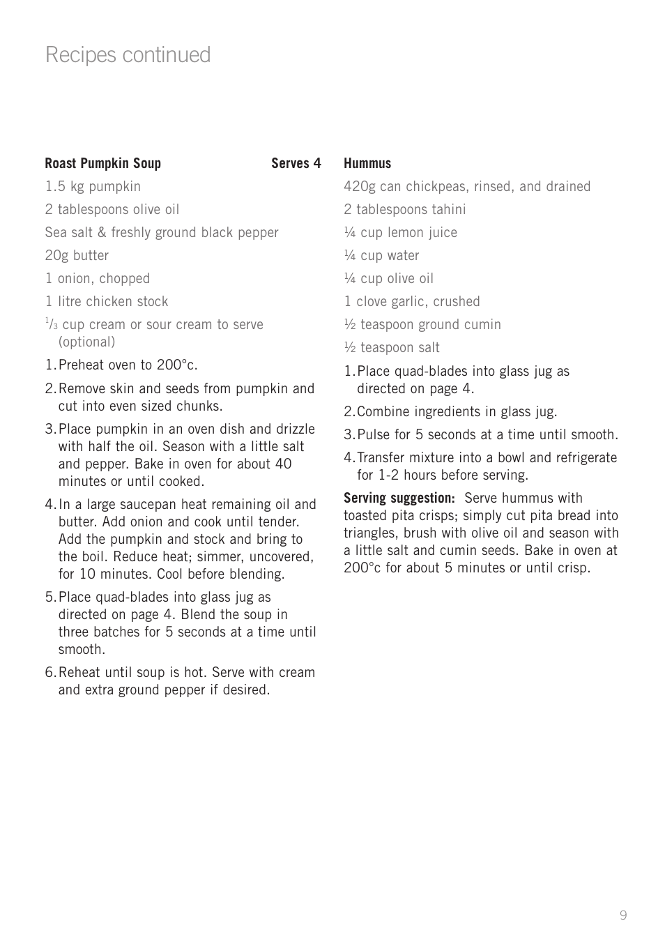 Recipes continued | Sunbeam FC8600 User Manual | Page 12 / 20