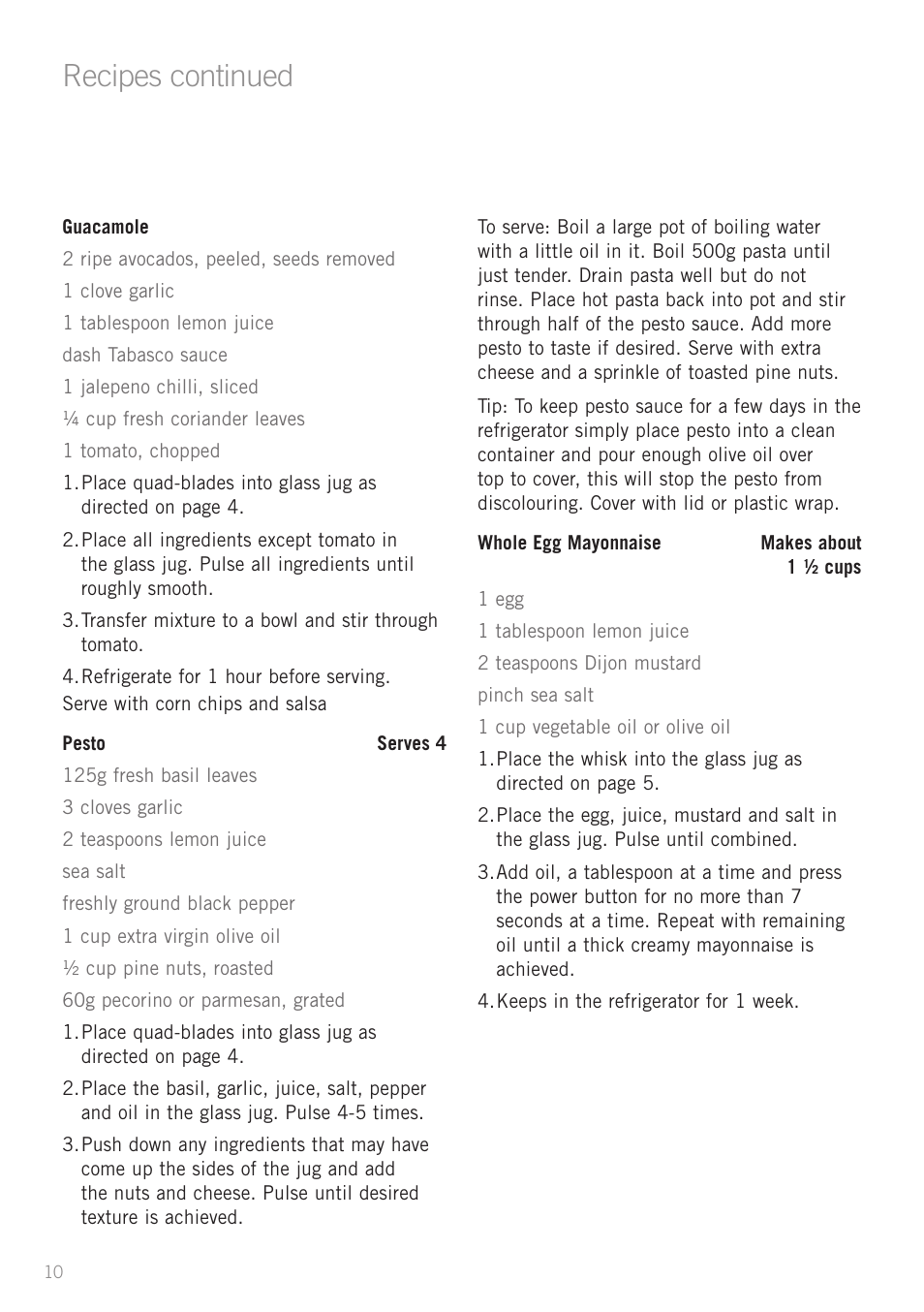 Recipes continued | Sunbeam FC8600 User Manual | Page 13 / 20