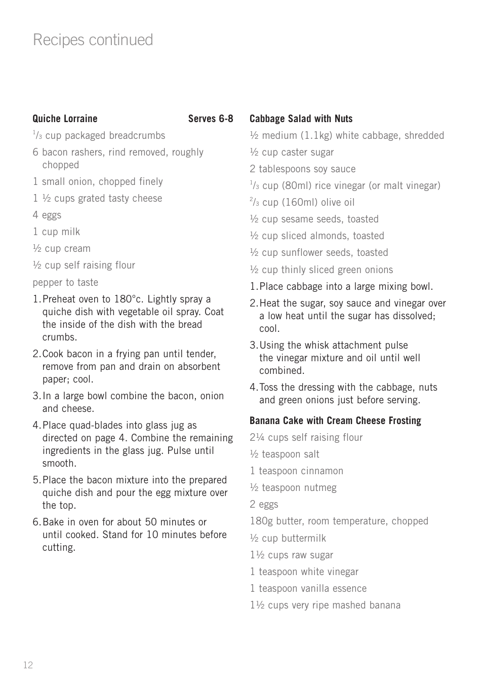 Recipes continued | Sunbeam FC8600 User Manual | Page 15 / 20