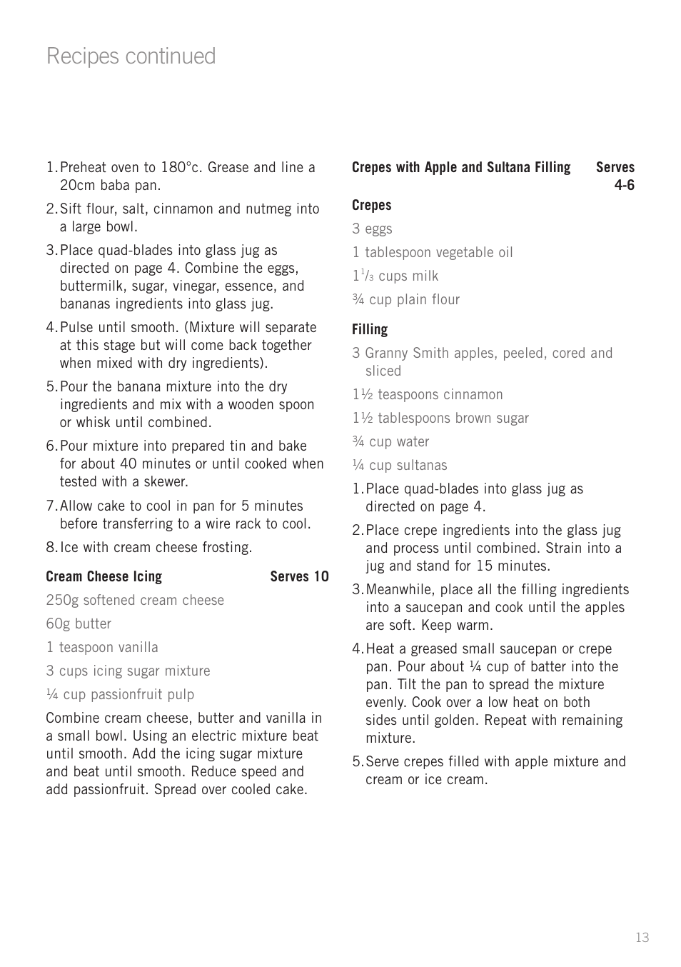 Recipes continued | Sunbeam FC8600 User Manual | Page 16 / 20