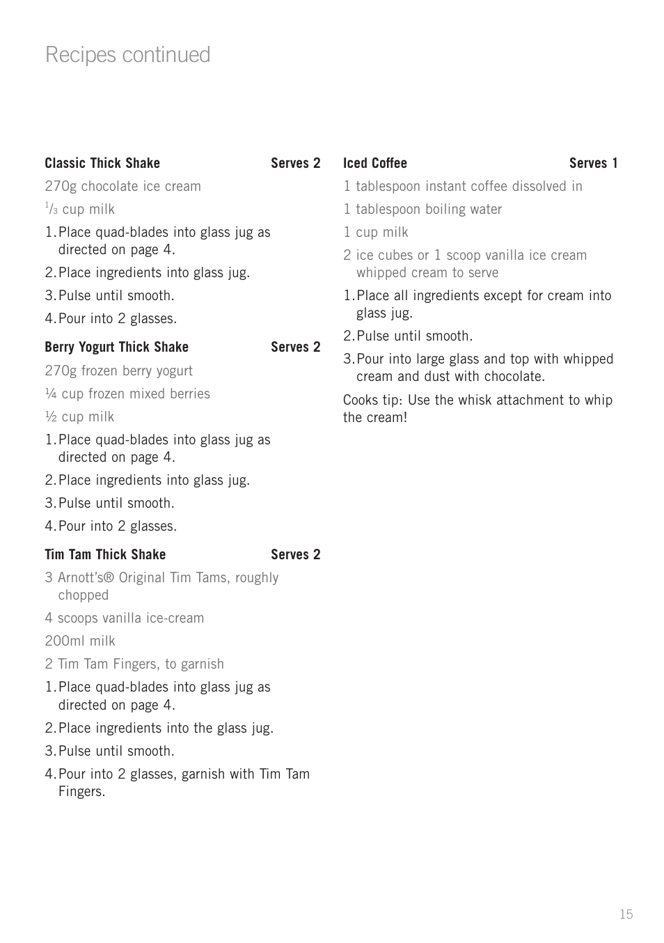 Recipes continued | Sunbeam FC8600 User Manual | Page 18 / 20