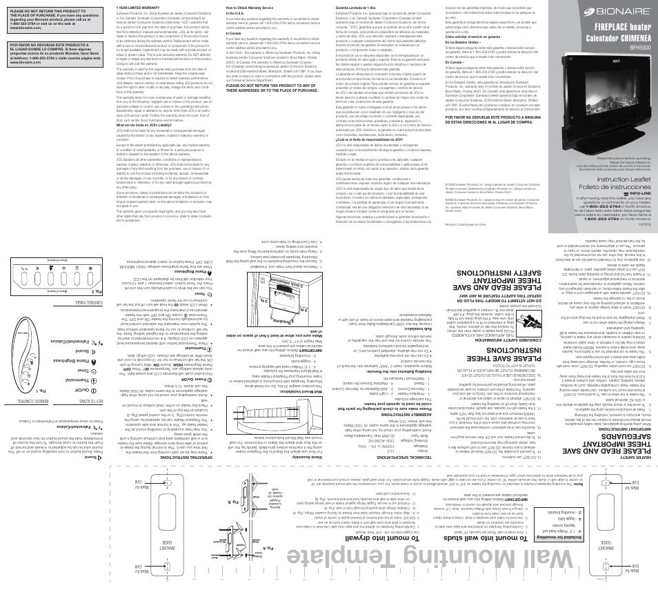 Sunbeam BFH5000 User Manual | 2 pages