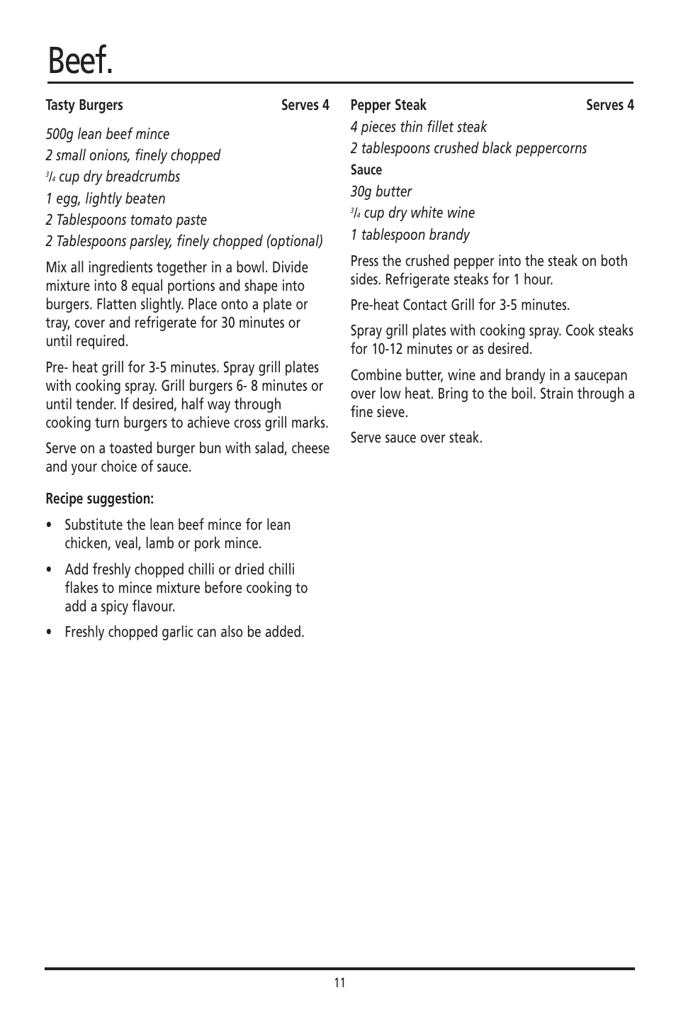 Beef | Sunbeam GC7800 User Manual | Page 11 / 25