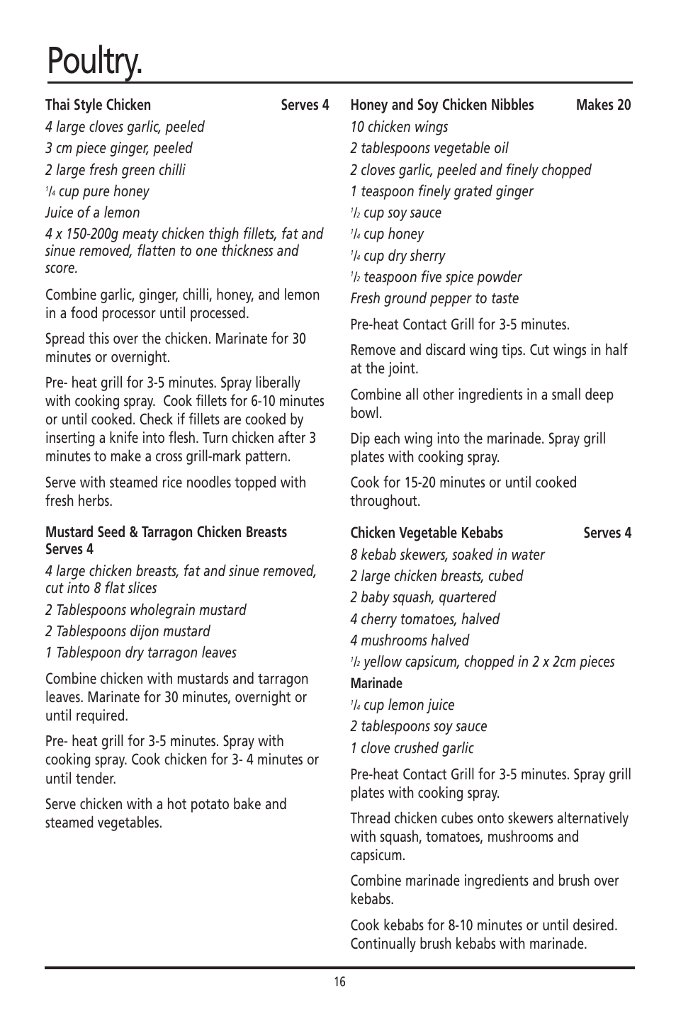 Poultry | Sunbeam GC7800 User Manual | Page 16 / 25