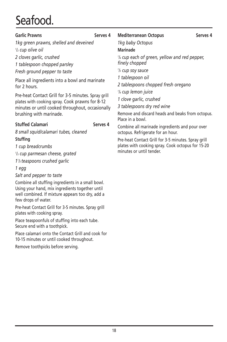 Seafood | Sunbeam GC7800 User Manual | Page 18 / 25