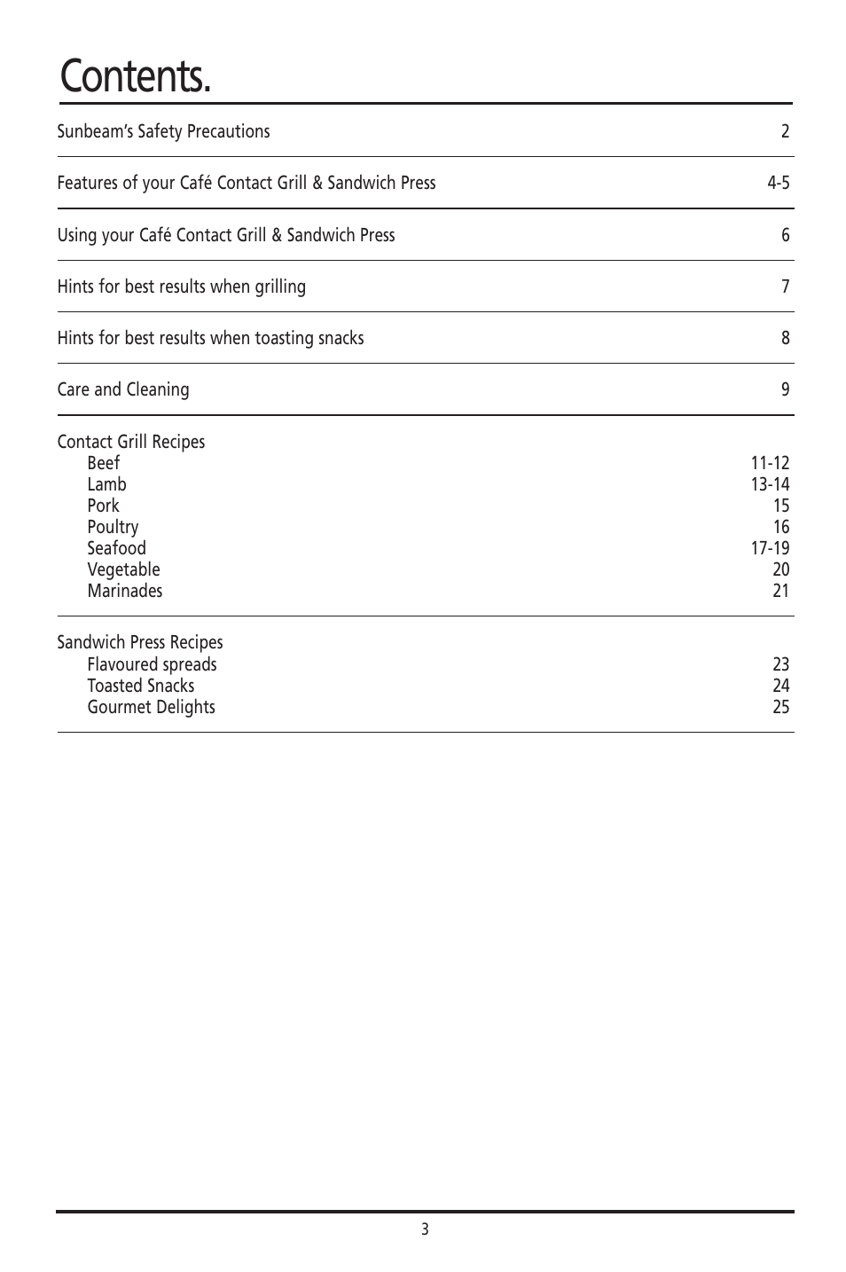 Sunbeam GC7800 User Manual | Page 3 / 25