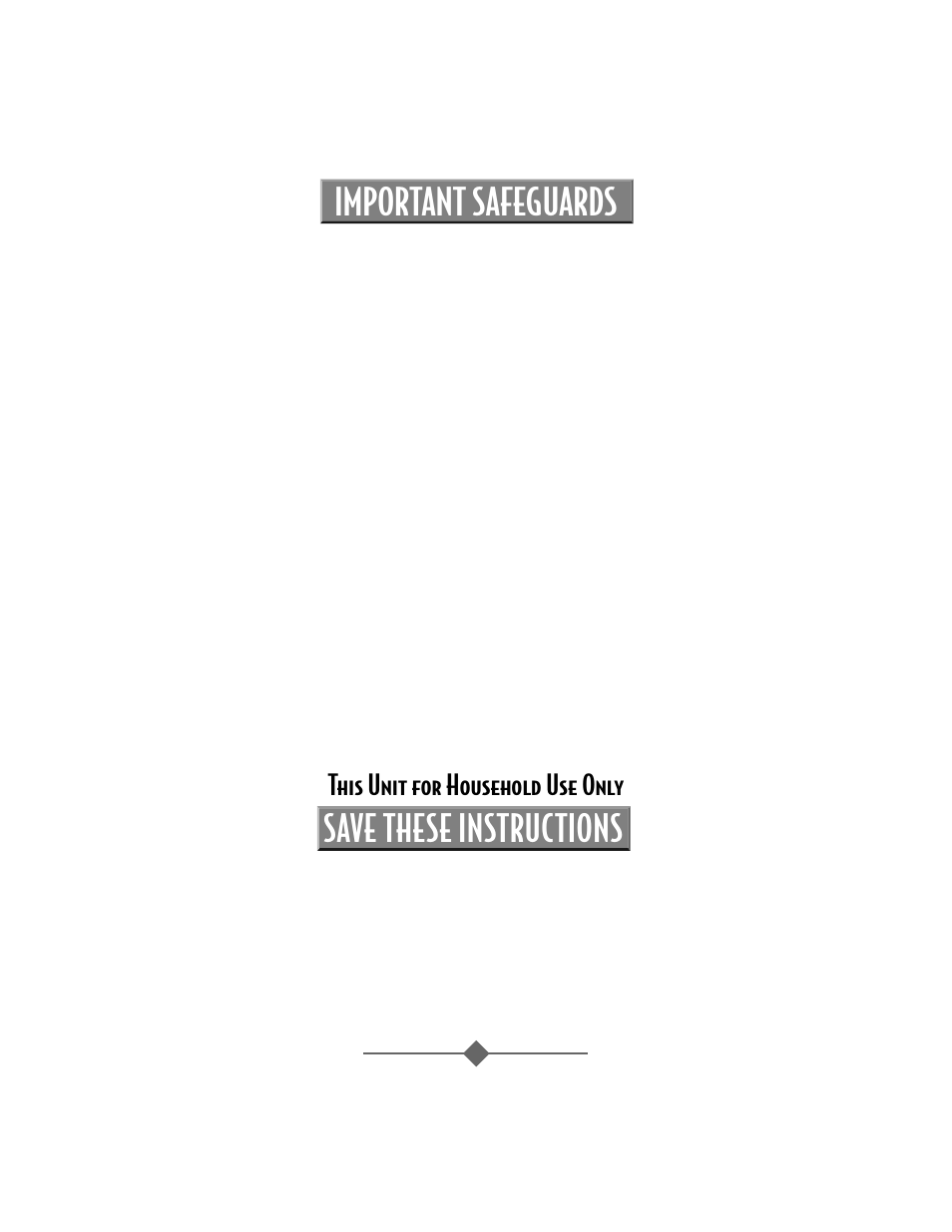 Important safeguards save these instructions, This unit for household use only | Sunbeam 4817-8 User Manual | Page 2 / 60