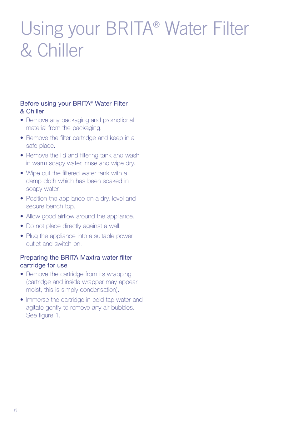 Using your brita, Water filter & chiller | Sunbeam WF5900 User Manual | Page 8 / 12