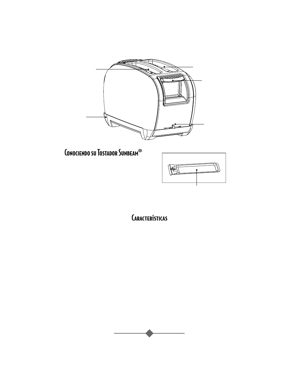 Conociendo su tostador sunbeam, Características | Sunbeam 3806 User Manual | Page 20 / 32