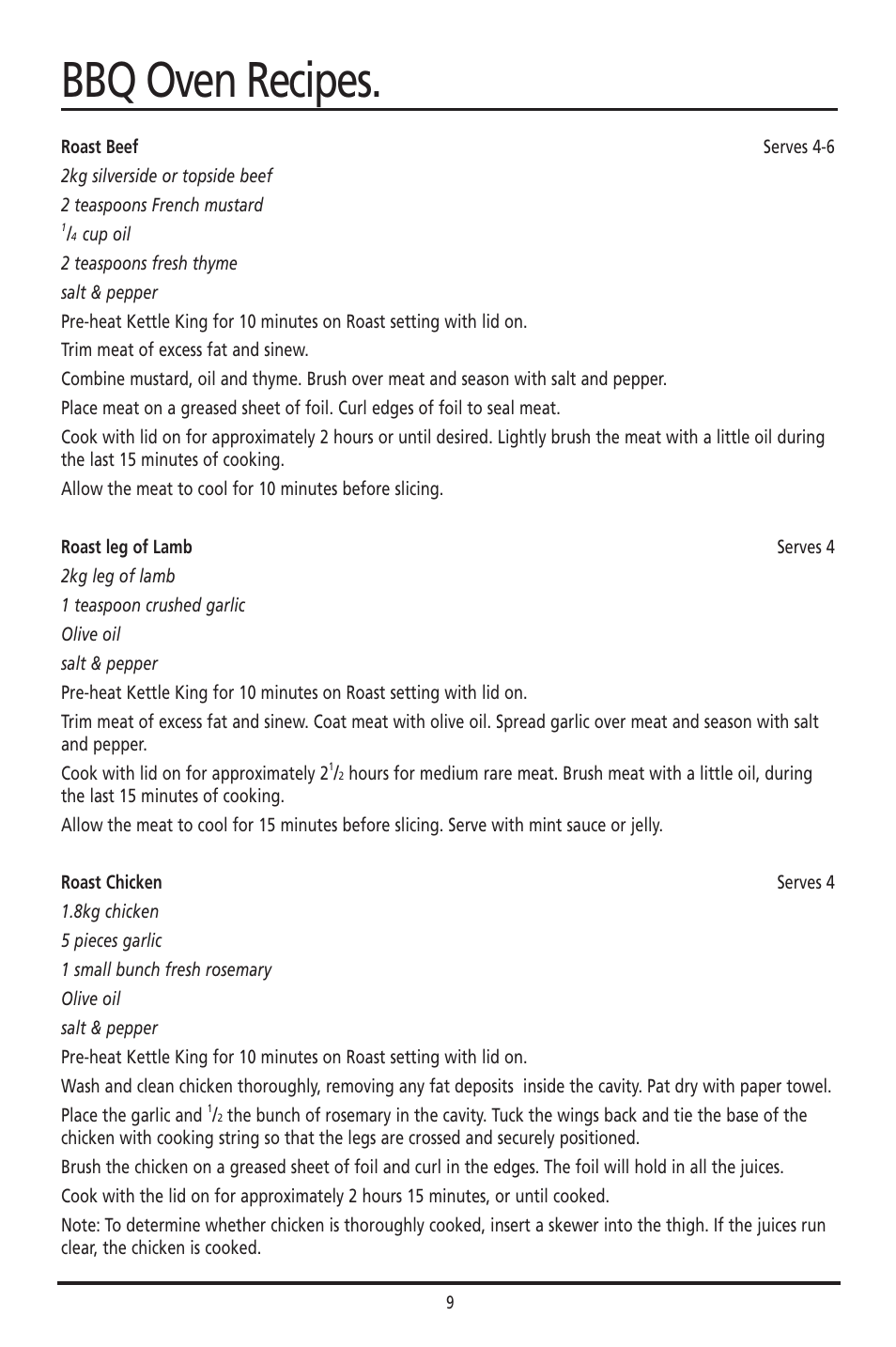 Bbq oven recipes | Sunbeam HG6600 User Manual | Page 10 / 16