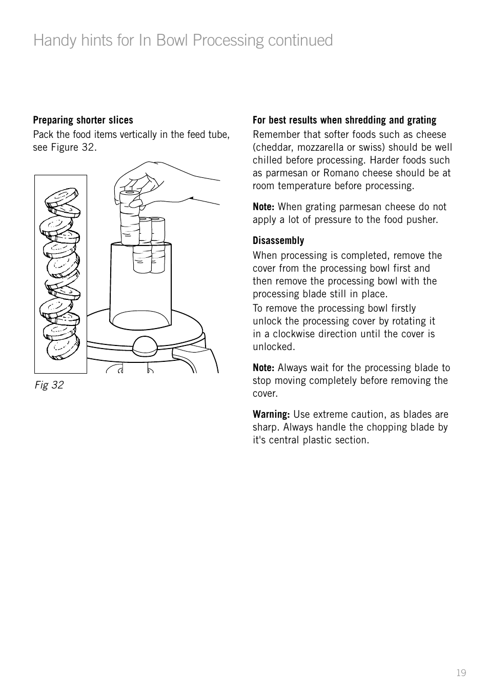 Heading, Handy hints for in bowl processing continued | Sunbeam LC6200 User Manual | Page 21 / 44