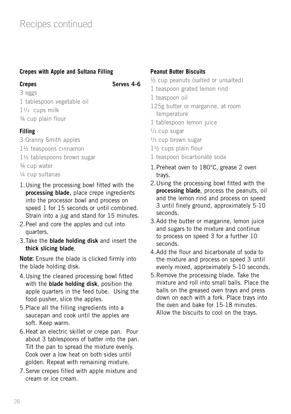 Recipes continued | Sunbeam LC6200 User Manual | Page 30 / 44