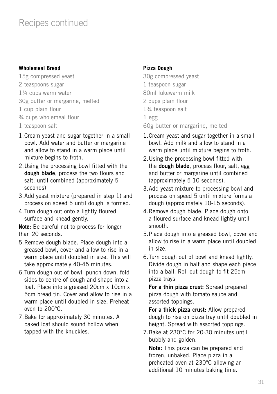 Recipes continued | Sunbeam LC6200 User Manual | Page 33 / 44